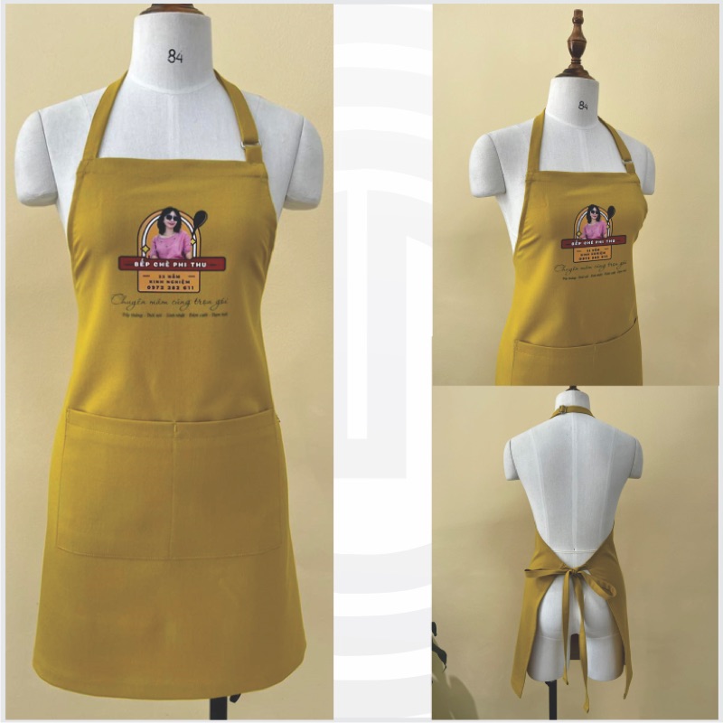 Tạp Dề Dài Màu Vàng Cổ Tăng Đưa TD01